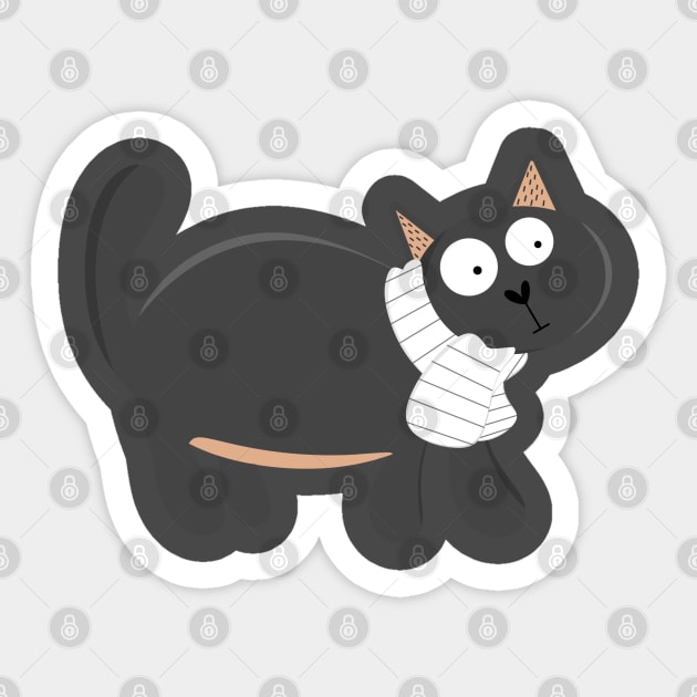 Cute Black Cat In Striped Scarf Sticker by The Pretty Hippo Company